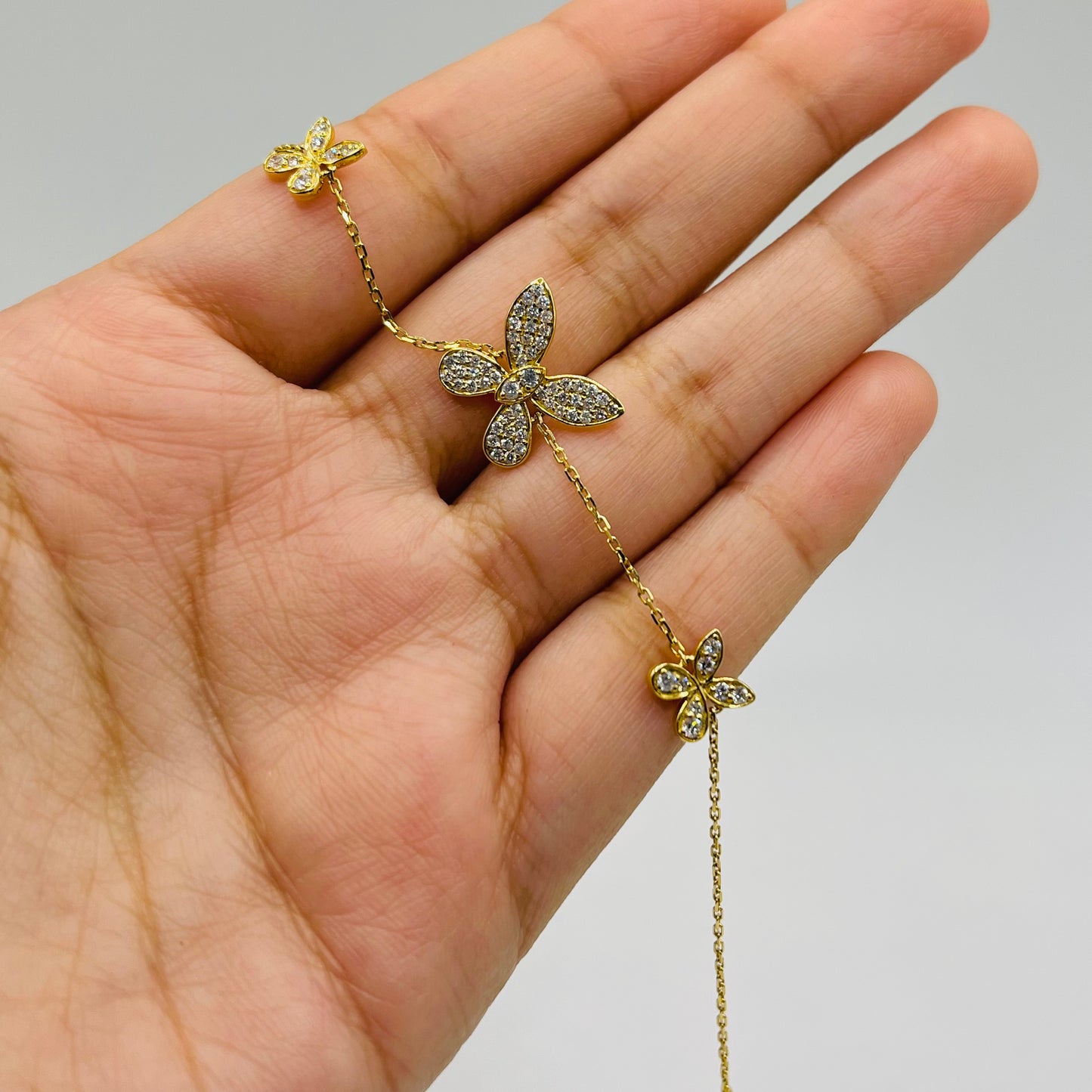 14k Gold Diamond Butterflies Bracelet