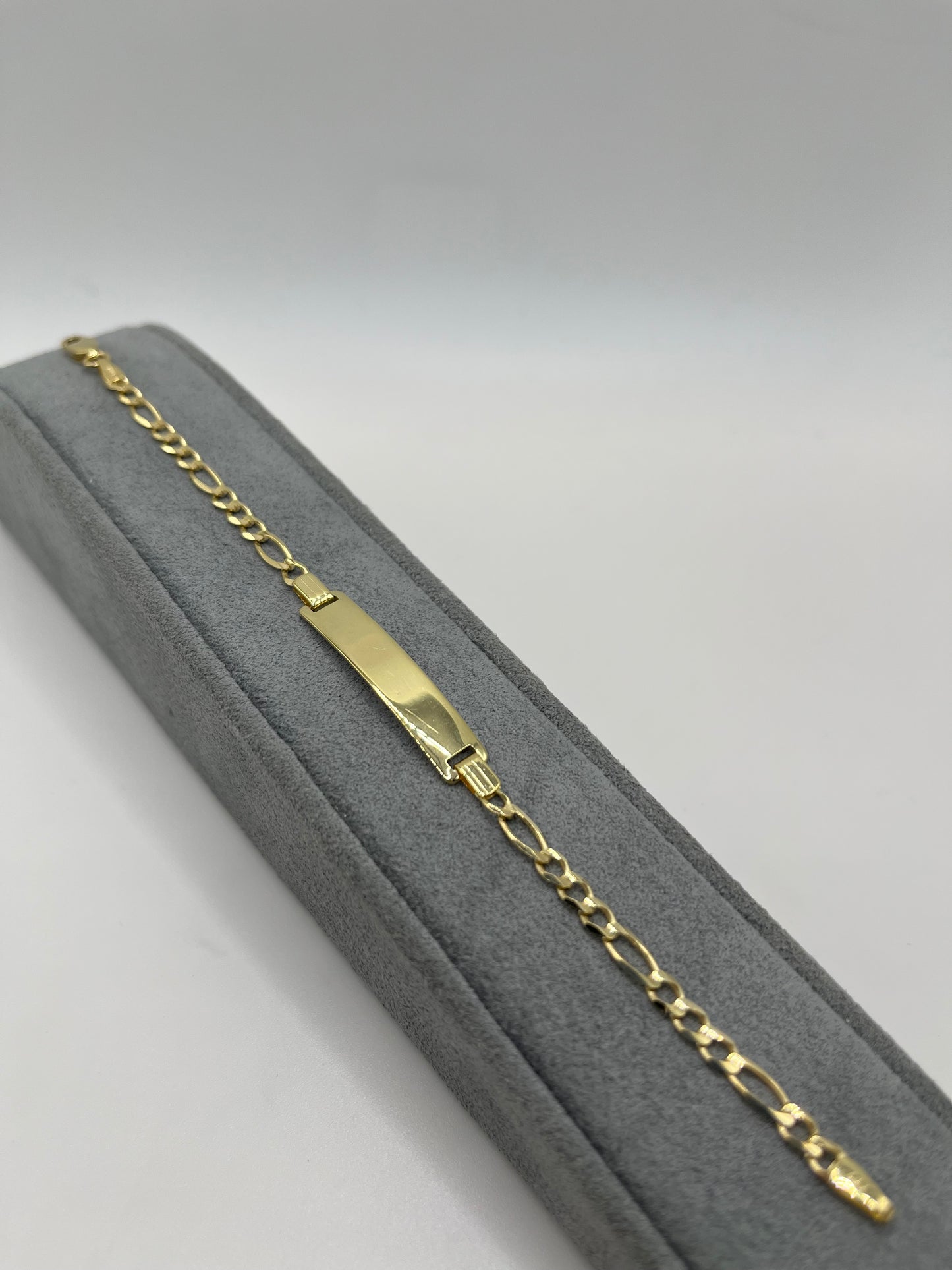 10K Gold 3mm Solid Figaro ID Bracelet