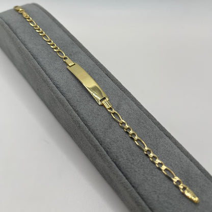 10K Gold 3mm Solid Figaro ID Bracelet