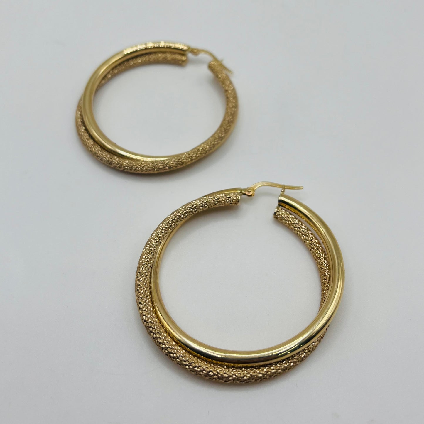 10k Gold Double Hoops 1.8in