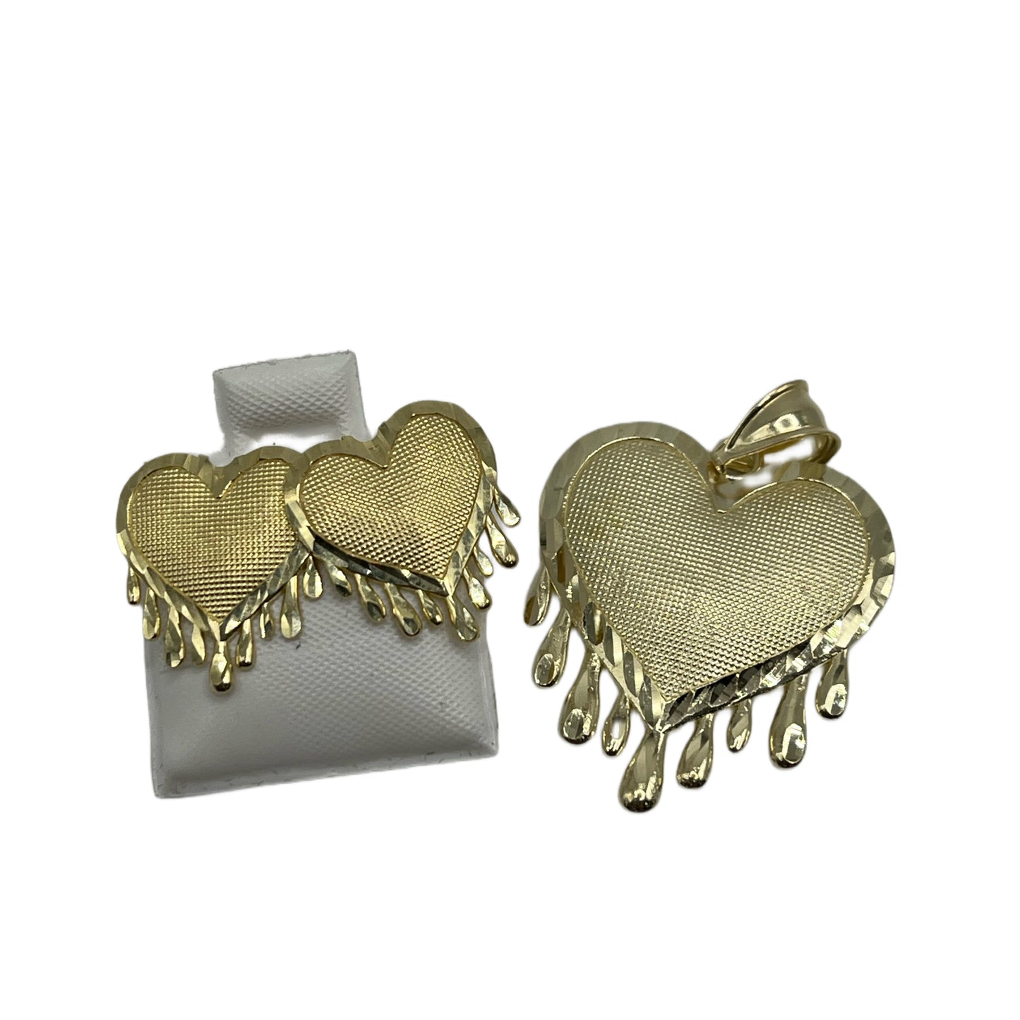 10K Gold Dripping Heart Earrings