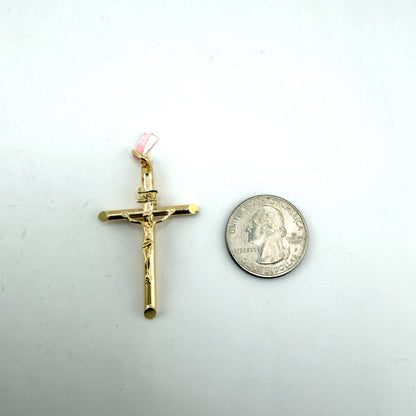 14K Gold Classic Piped Cross with Jesus