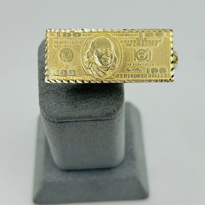 10K Gold Two Finger $100 Bill Ring