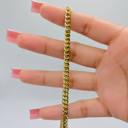 10K Gold 4mm Hollow Miami Cuban Bracelet
