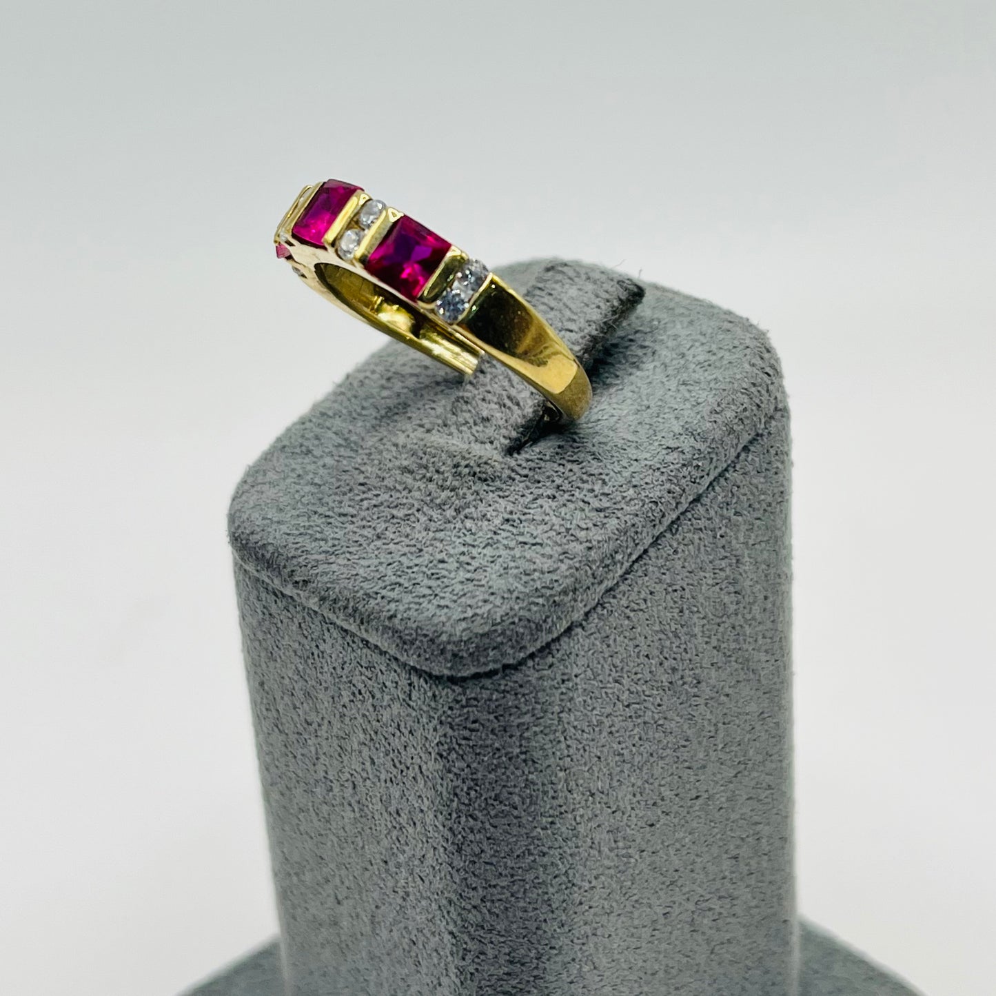 10k Gold CZ Ruby Band Ring