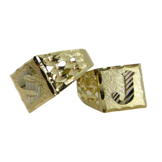 10K Gold Square Initial Ring (Large)