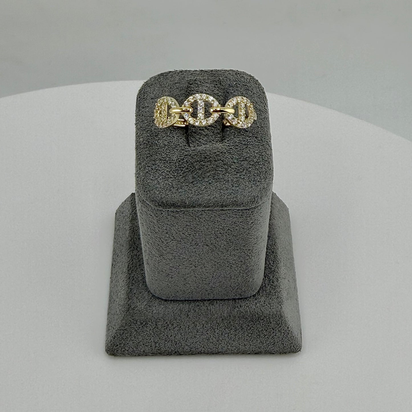10k Gold Cz Trio Link Ring