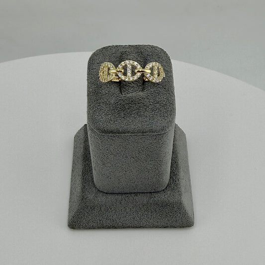 10k Gold Cz Trio Link Ring