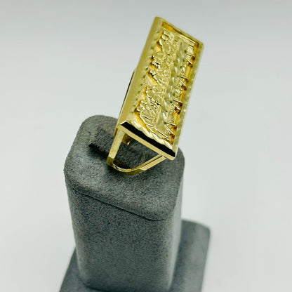 10K Gold Two Finger Square Last Supper Ring