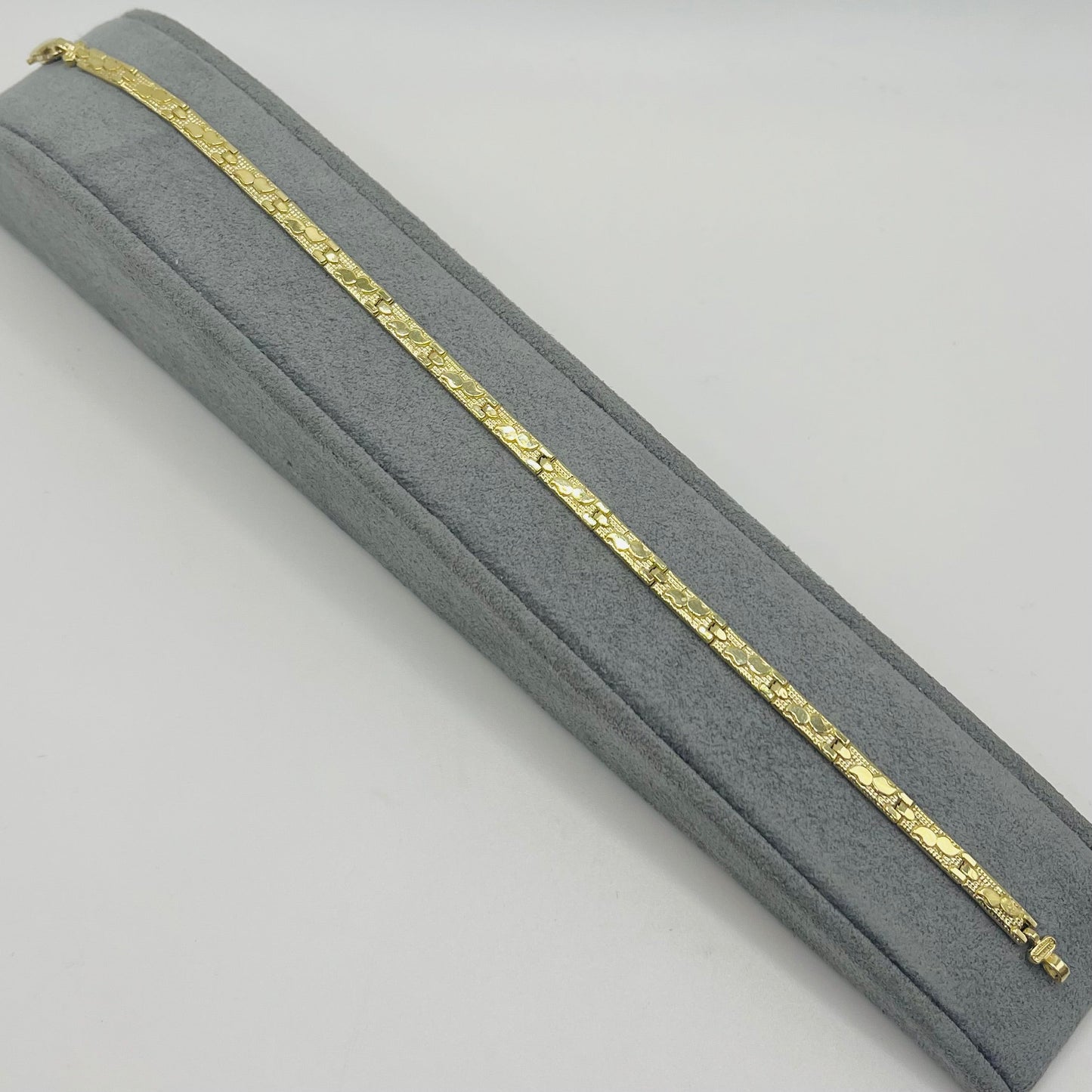 10K Gold Solid Nugget Bracelet | Width: 3.7mm