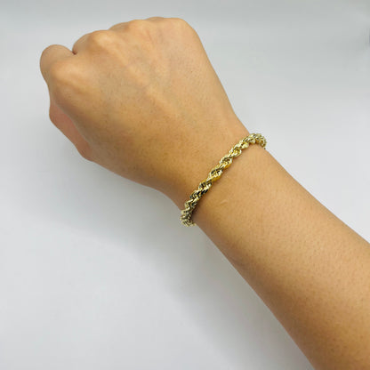 10K Gold 4.5mm Hollow Rope Bracelet