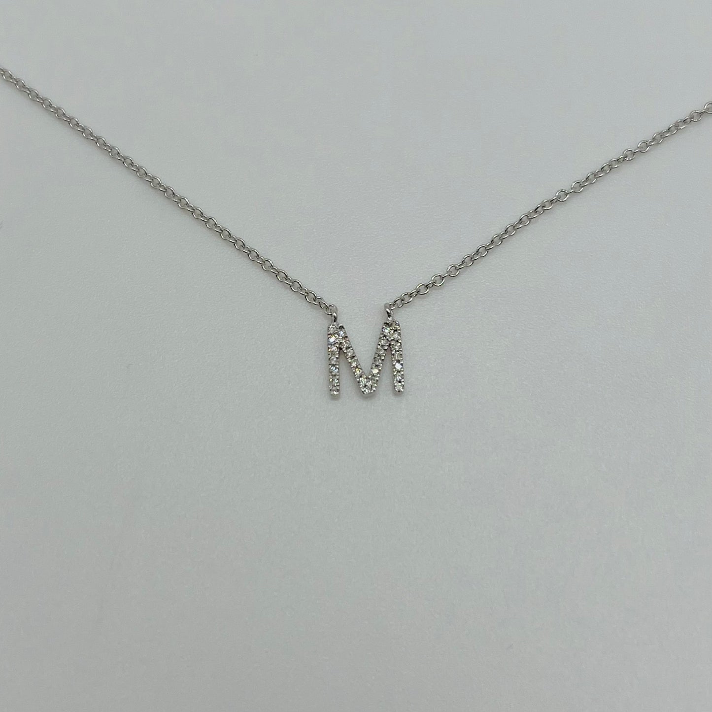 14K White Gold Diamond Classic Initial Chain