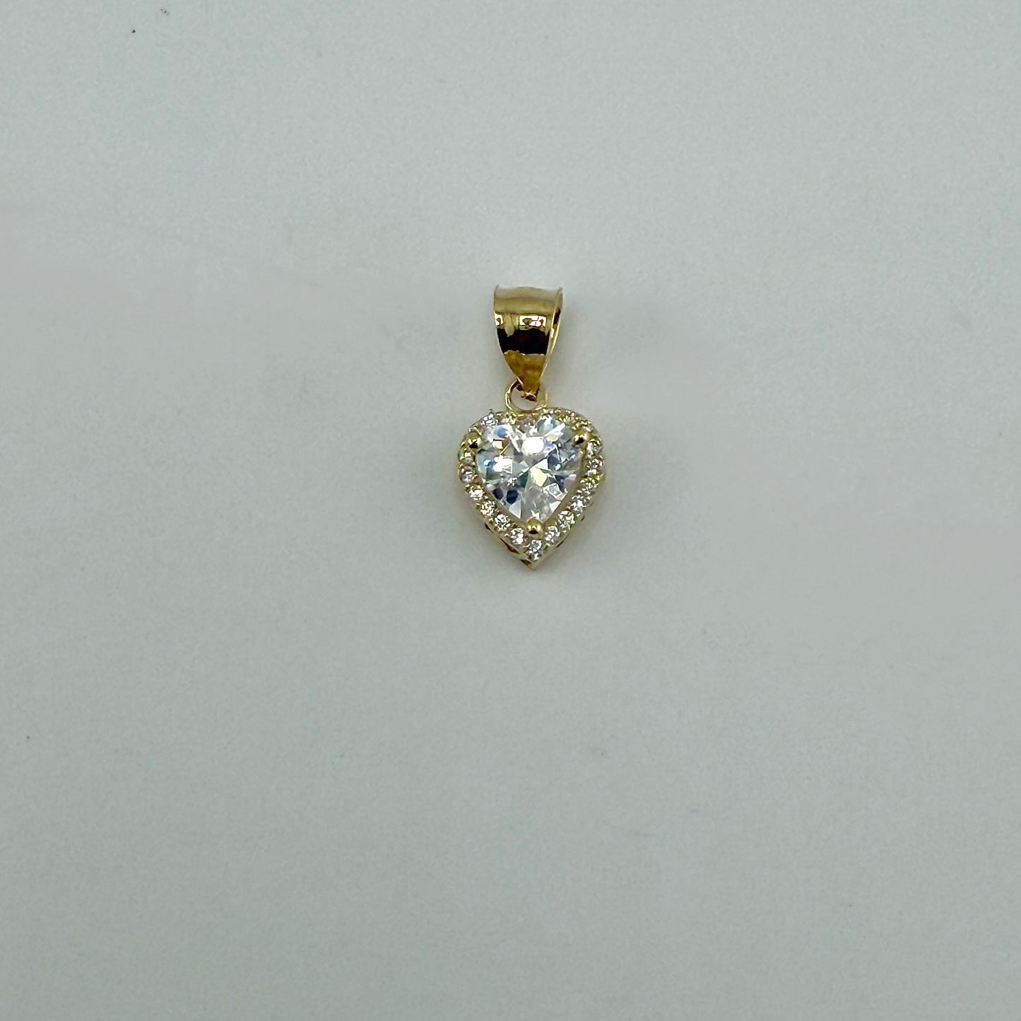 14k Gold Sweet Crush Heart Cz Charm (White)