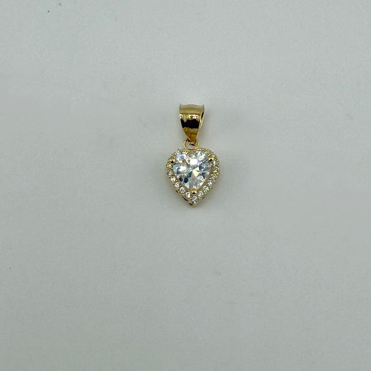14k Gold Sweet Crush Heart Cz Charm (White)