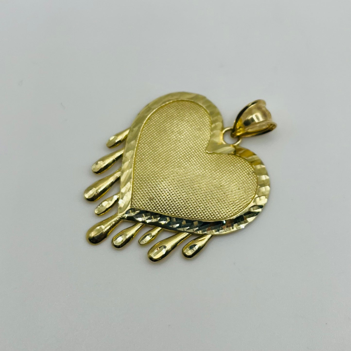 10K Gold Dripping Heart Charm Large