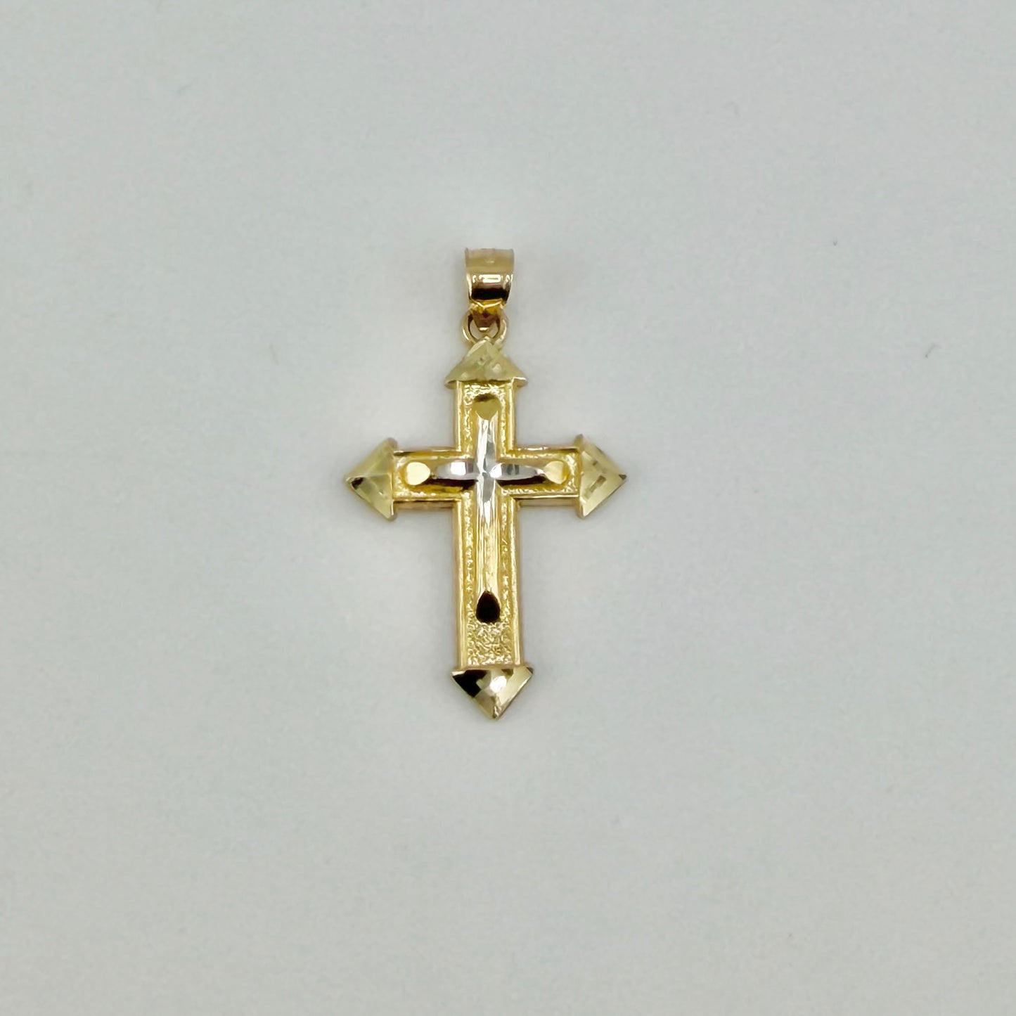 10k Gold Two tone Arrow Point Cross Charm