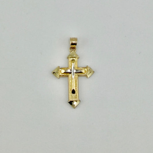 10k Gold Two tone Arrow Point Cross Charm