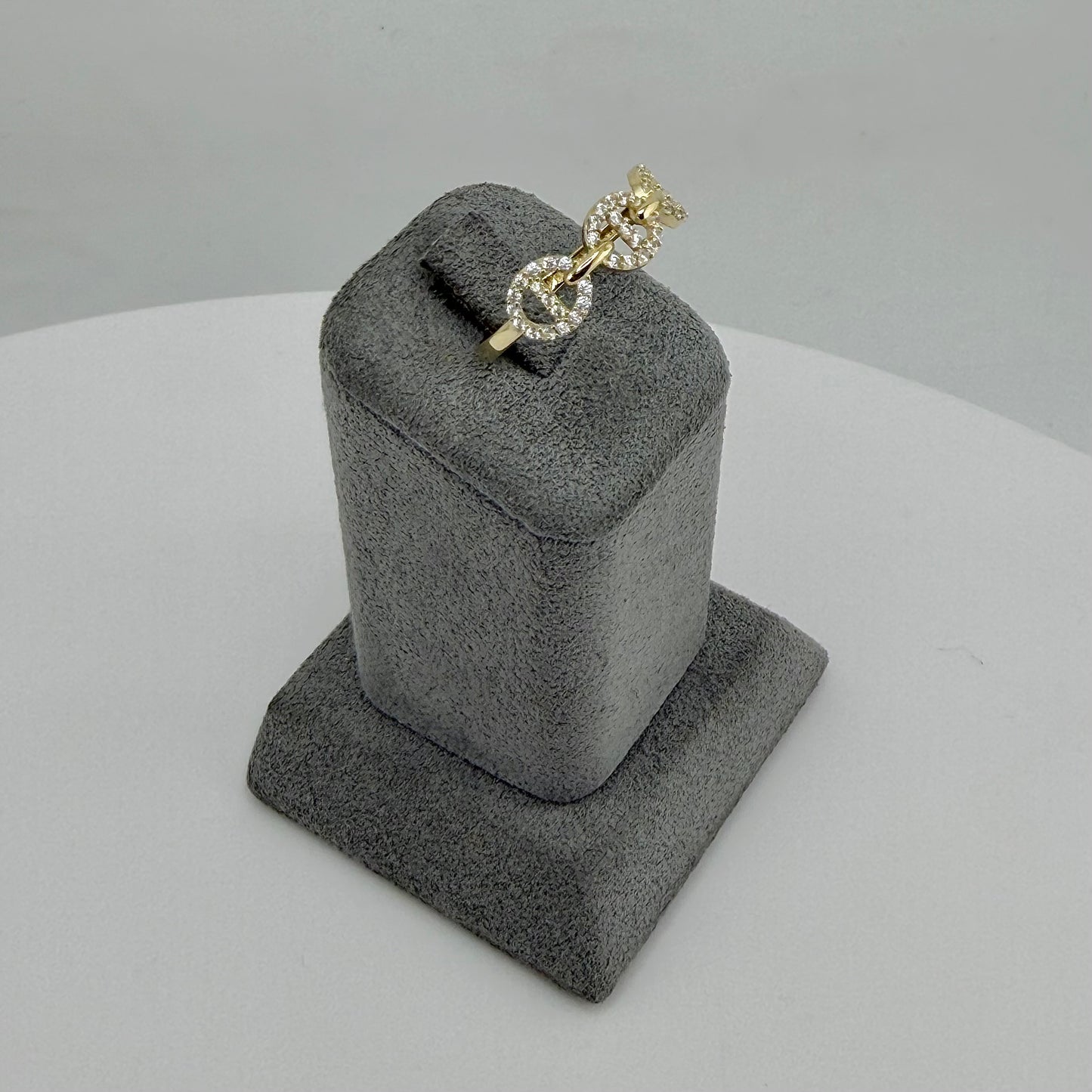 10k Gold Cz Trio Link Ring