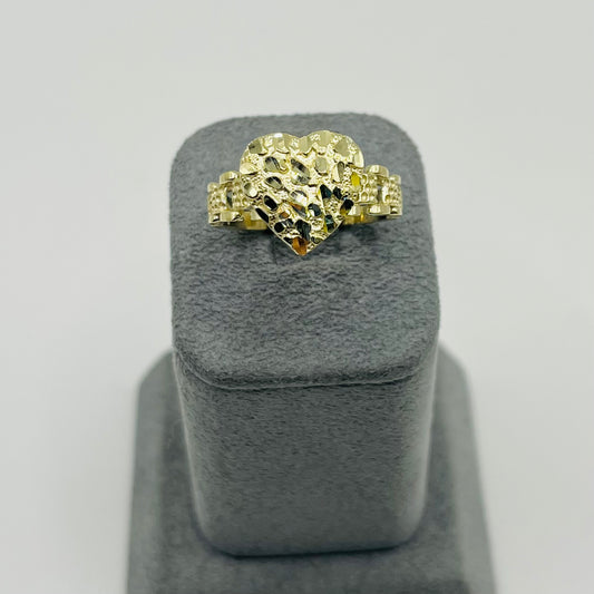 10k Gold Rx Medium Nugget Heart Ring