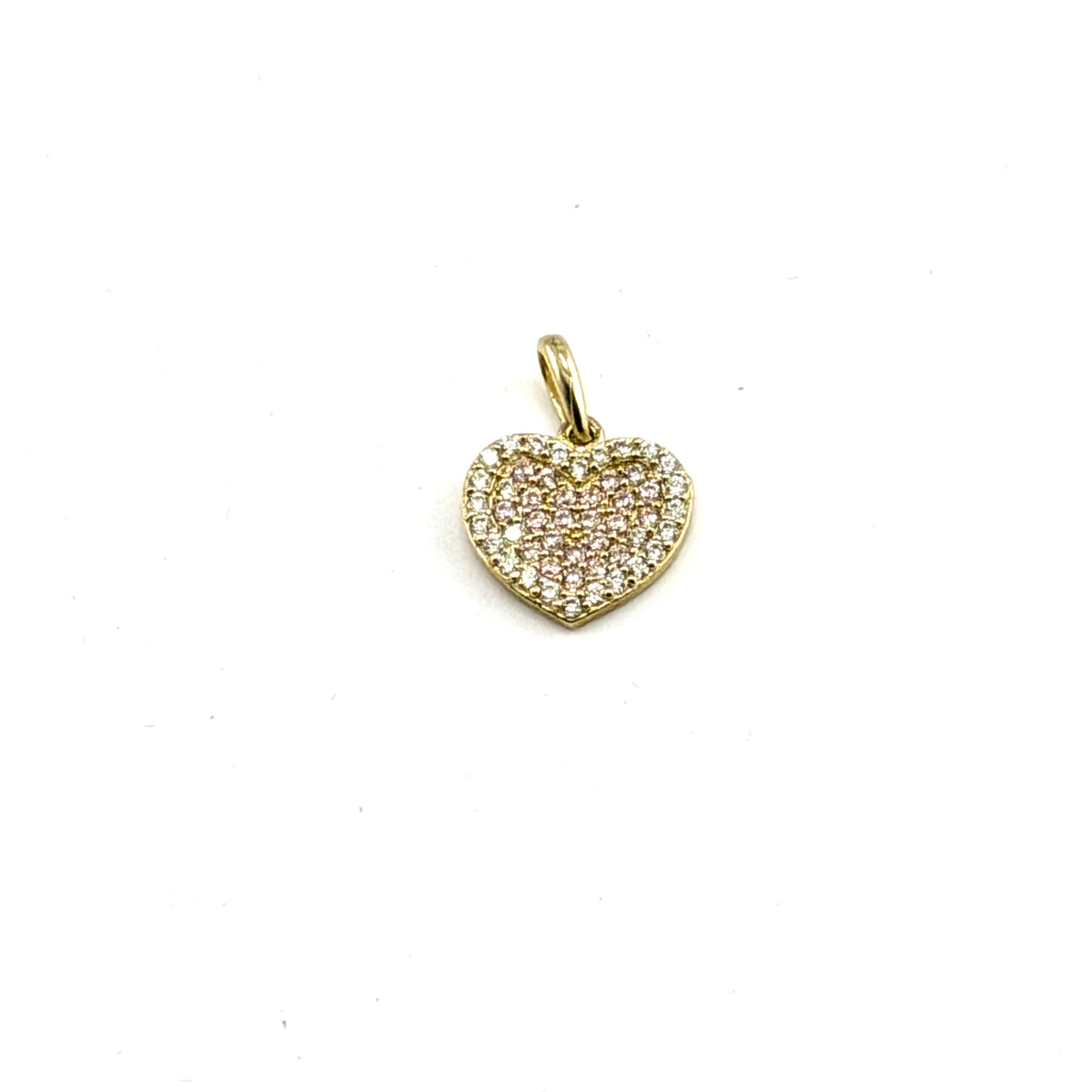 10K Gold Necklace Set - Small Pink CZ Heart Charm with Chain