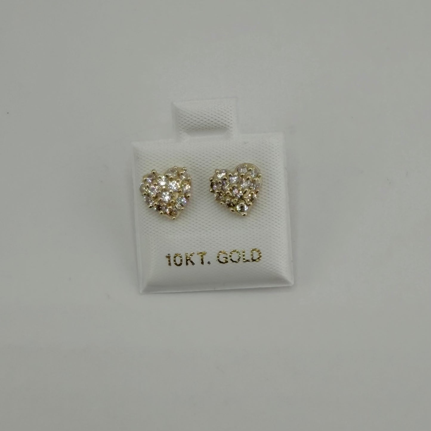 10k Gold Spring Heart Cz White Earrings