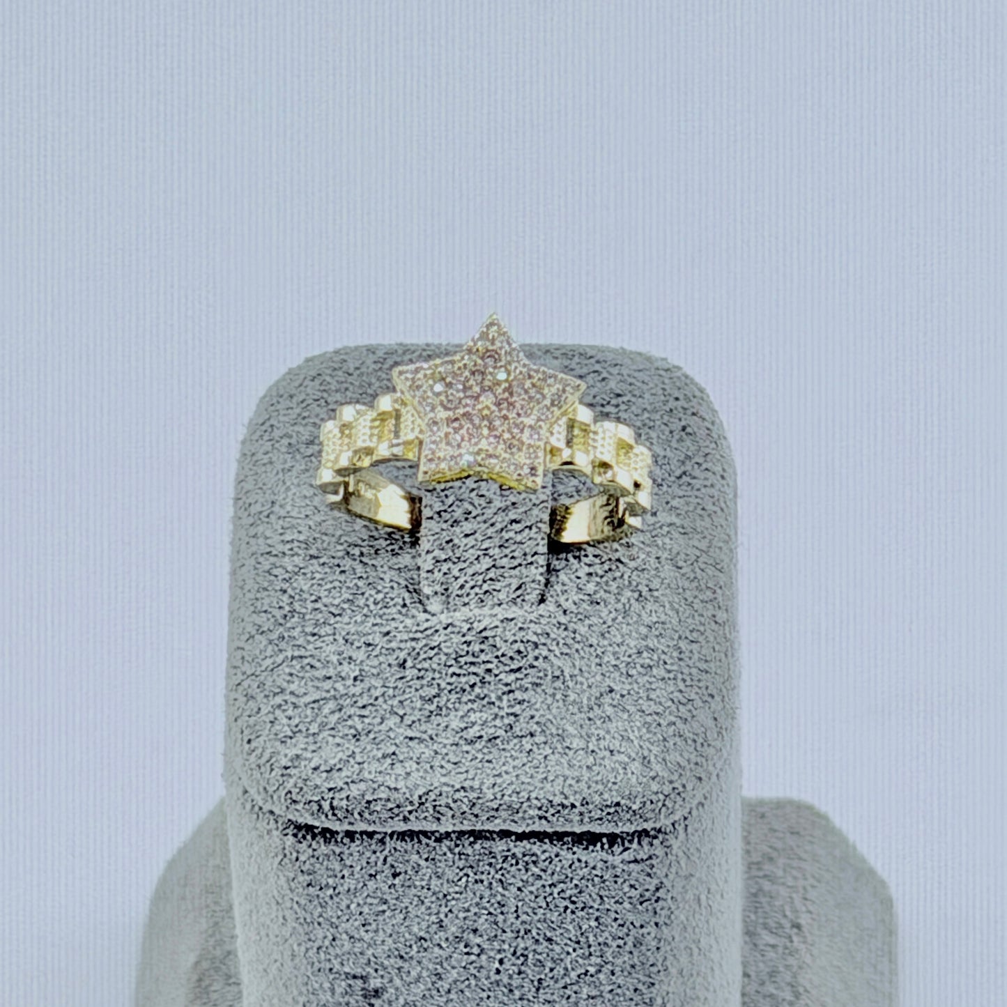 10K Gold CZ Star Rx Ring