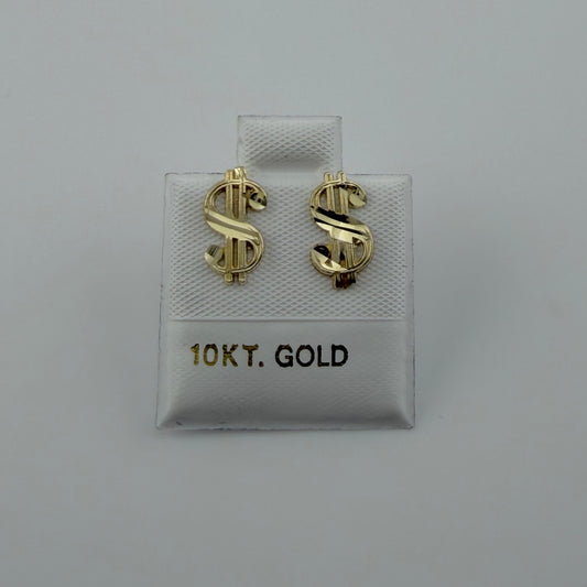 10k Gold Money Sign Earrings Small