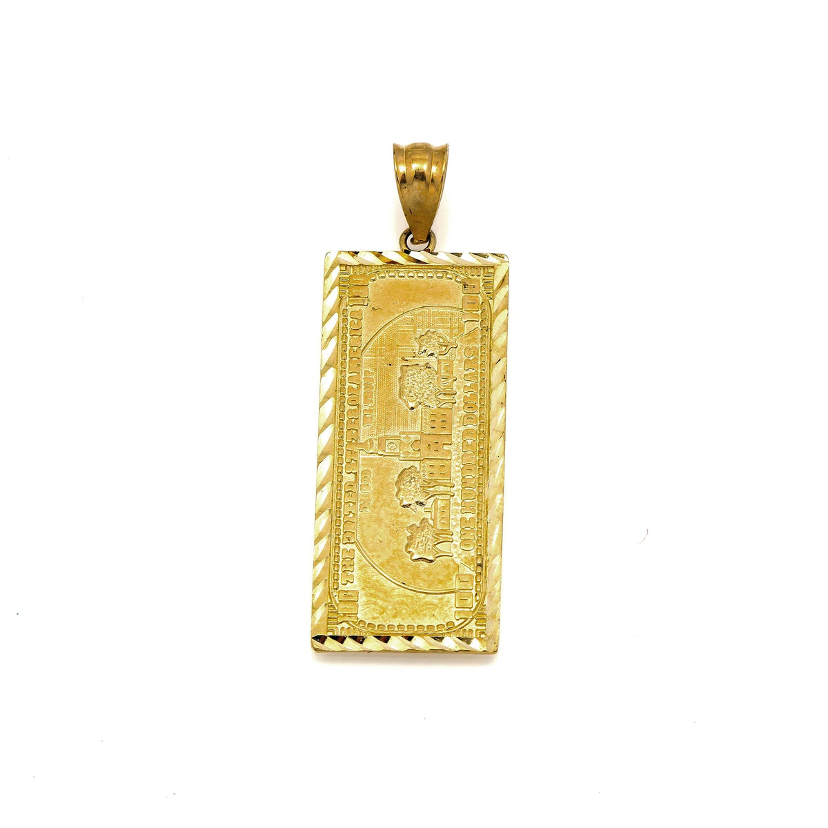 10K Gold $100 Bill Pendant | Face Size: 1.2"