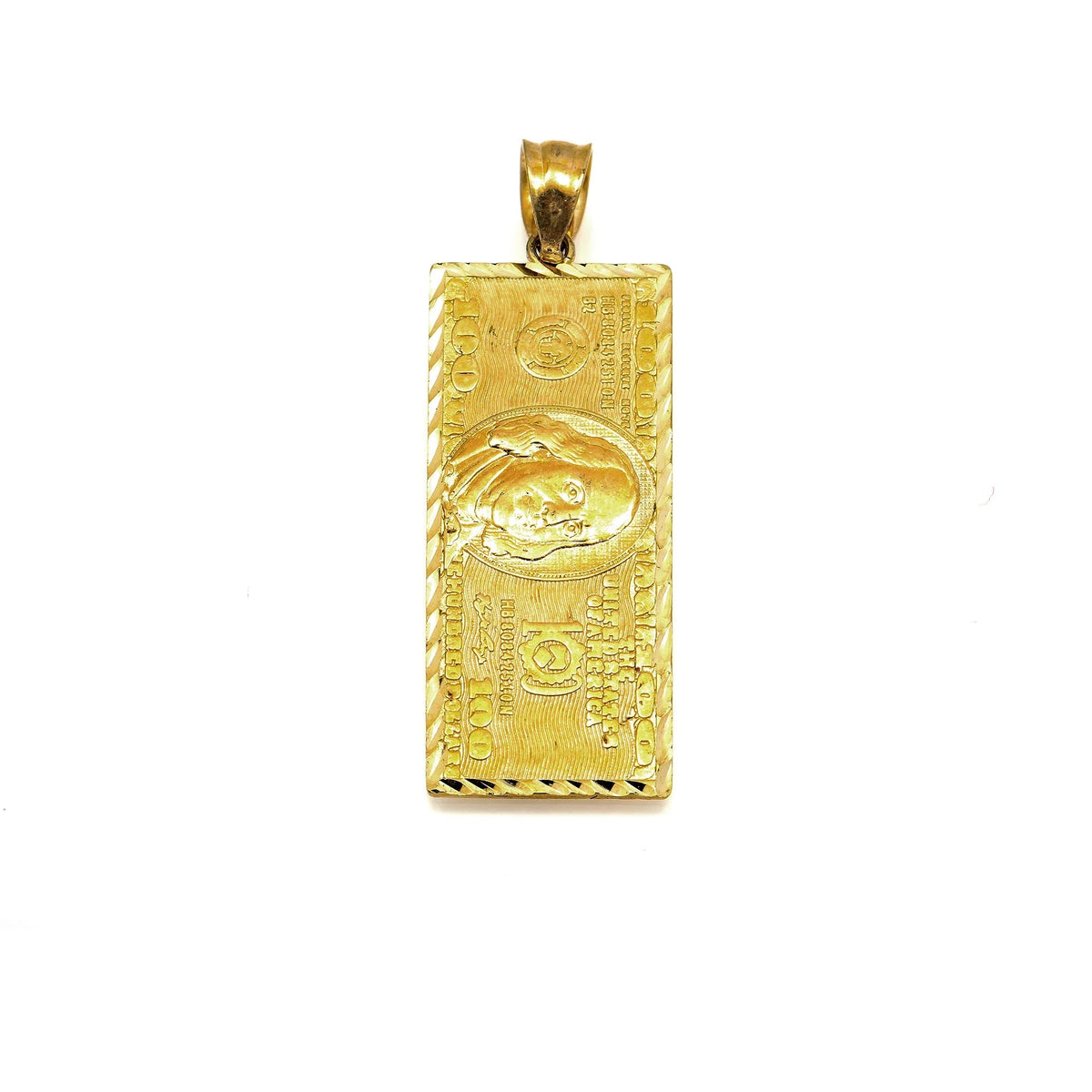 10K Gold $100 Bill Pendant | Face Size: 2.7"