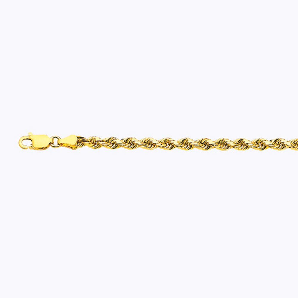 14K GOLD SOLID 3.5MM DC ROPE BRACELET