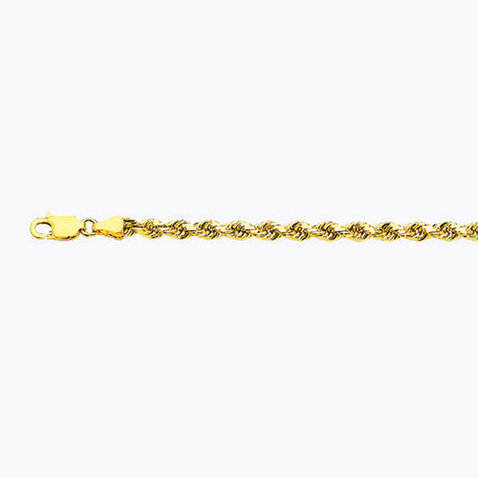 14K GOLD SOLID 3.5MM DC ROPE BRACELET