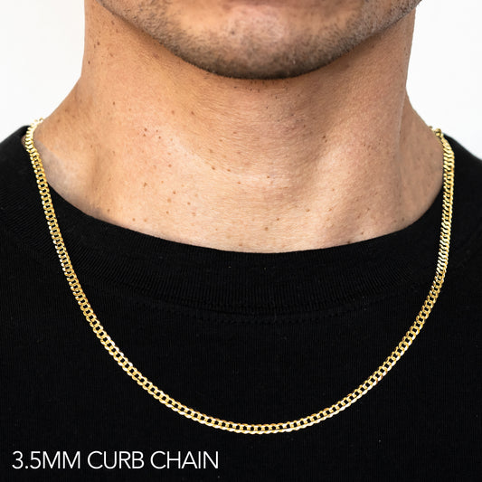 10K GOLD 3.5MM  SOLID CUBAN CHAIN