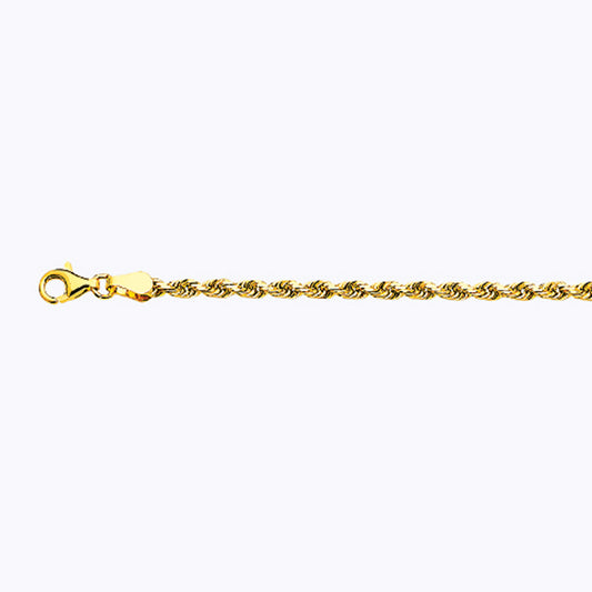 14K GOLD SOLID 3MM DC ROPE BRACELET