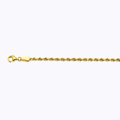 14K GOLD SOLID 2.5MM DC ROPE CHAIN