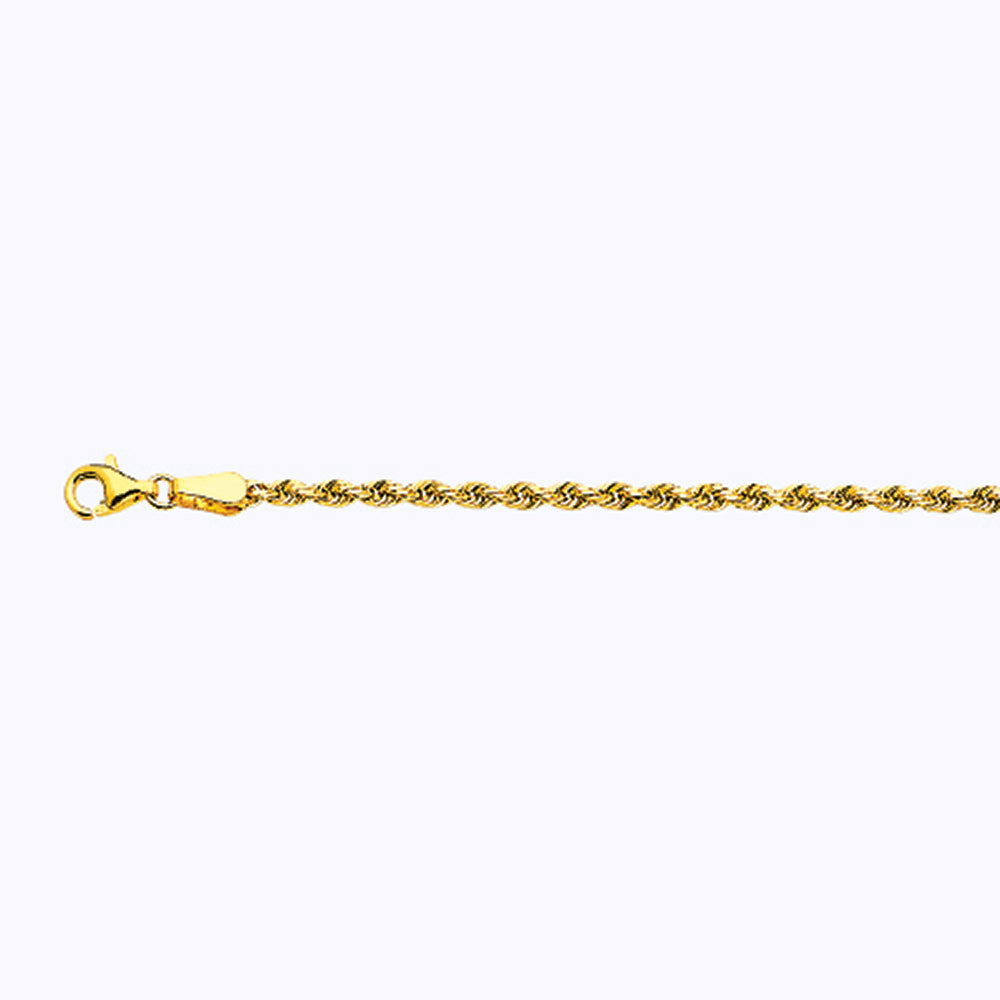 14K GOLD SOLID 2.5MM DC ROPE BRACELET
