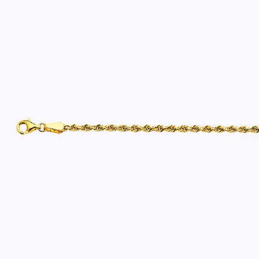 14K GOLD SOLID 2.5MM DC ROPE BRACELET