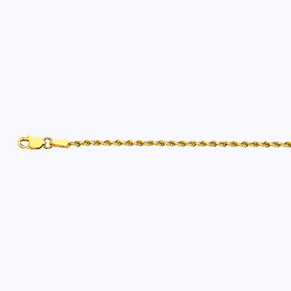 14K GOLD SOLID 2MM DC ROPE CHAIN