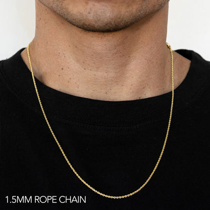10K GOLD 1.5MM  SOLID DC ROPE CHAIN