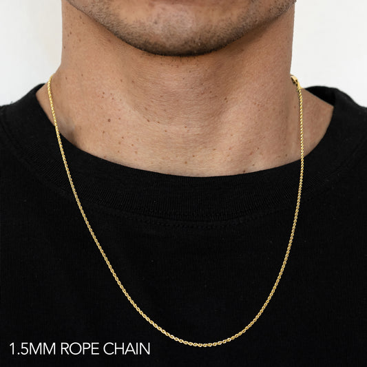 10K GOLD 1.5MM  SOLID DC ROPE CHAIN