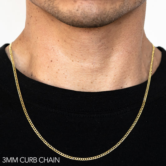 10K GOLD 3MM SOLID CUBAN CHAIN