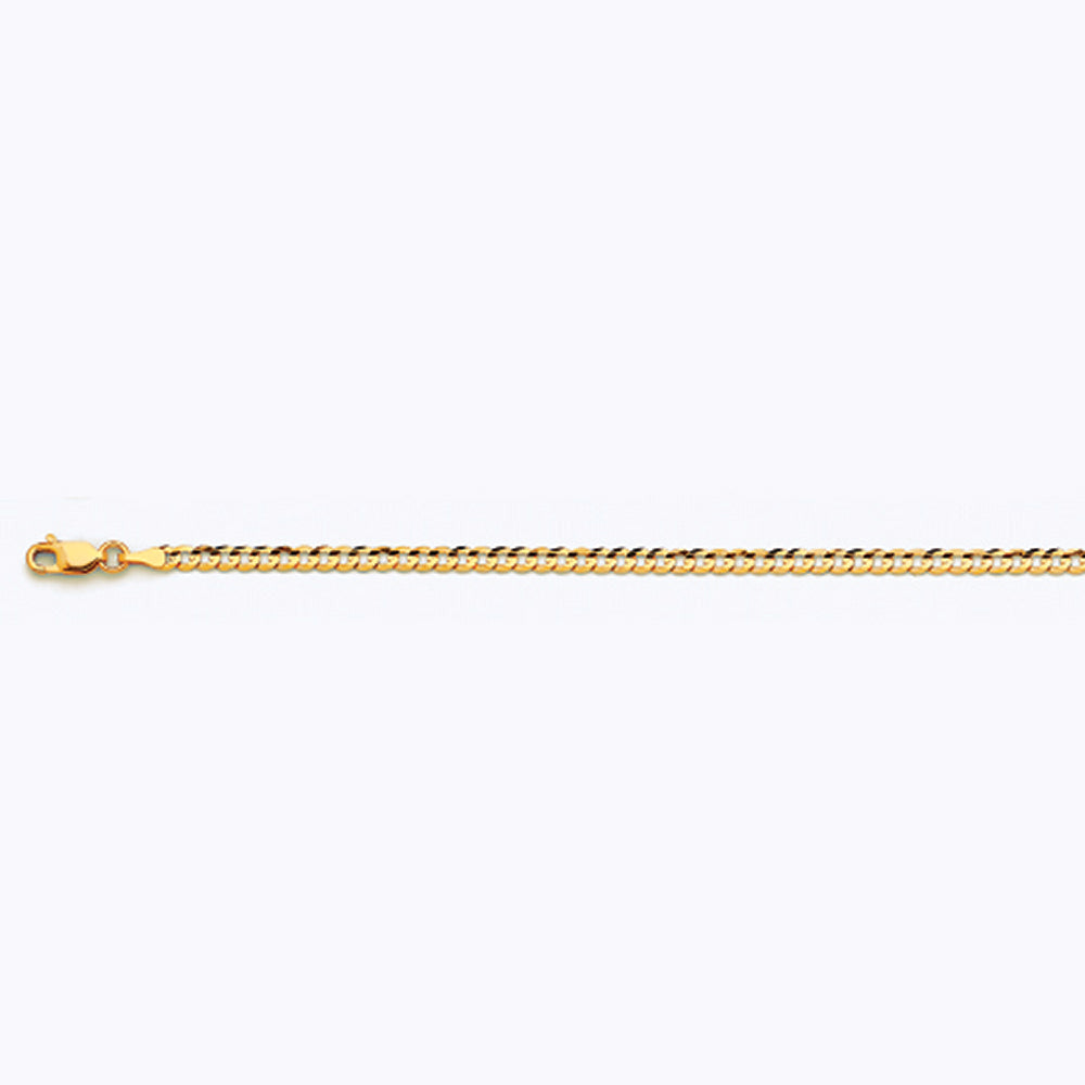 10K GOLD 3MM SOLID CUBAN BRACELET