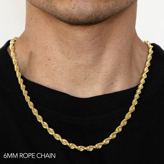 10K GOLD 6MM SOLID DC ROPE CHAIN