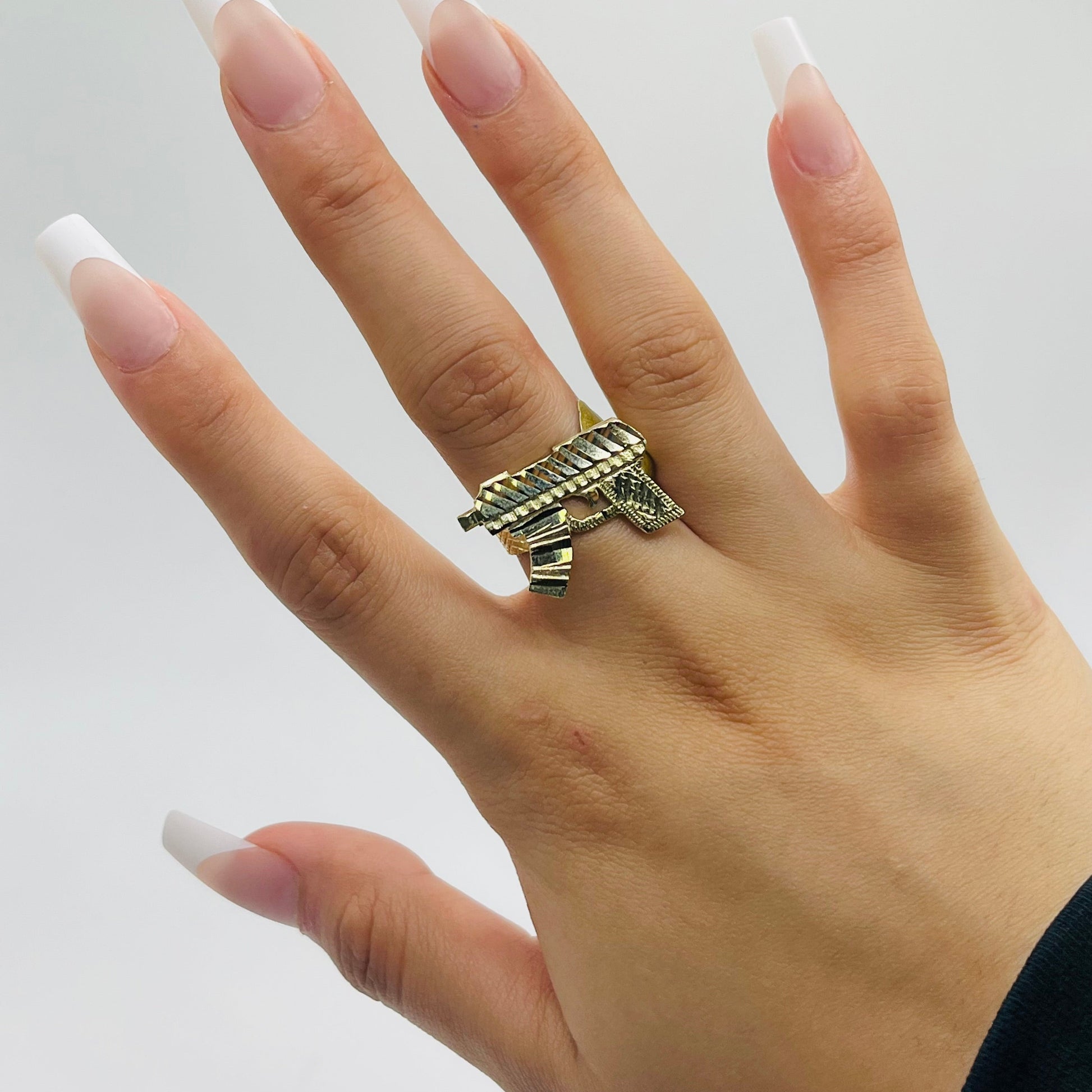10K Gold Gun Ring | Face Size: 0.9"