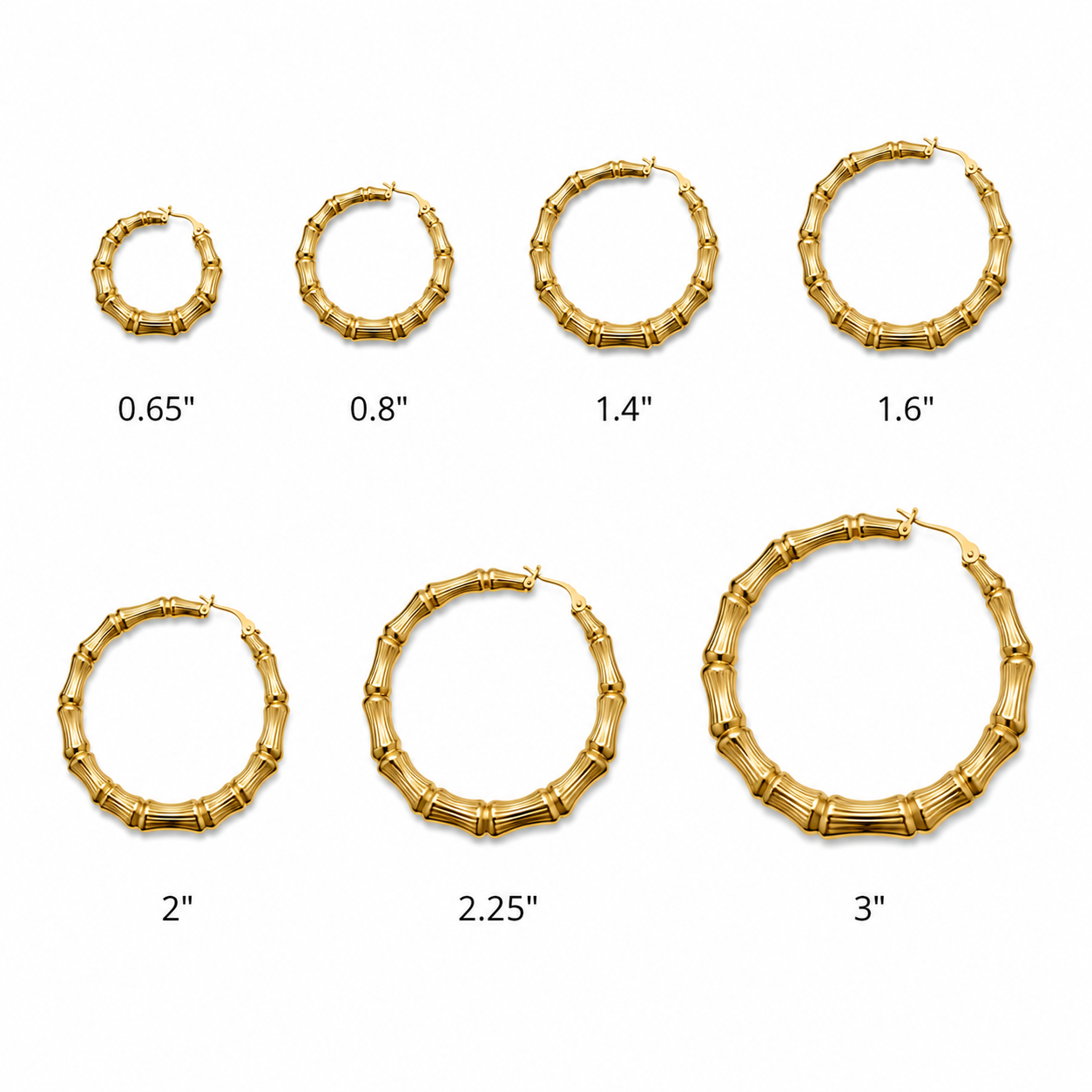 10K Gold Bamboo Hoop Earrings