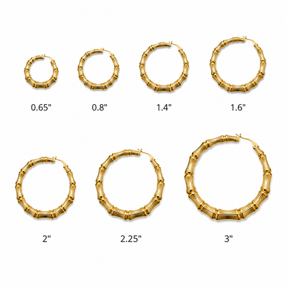 10K Gold Bamboo Hoop Earrings