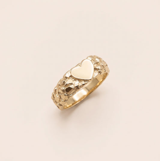10K Gold High Polish Heart Nugget Band Ring