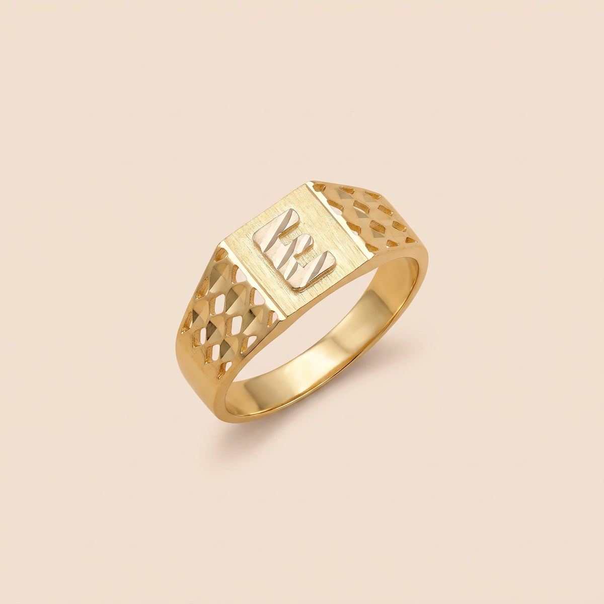 10K Gold Square Initial Ring (small)