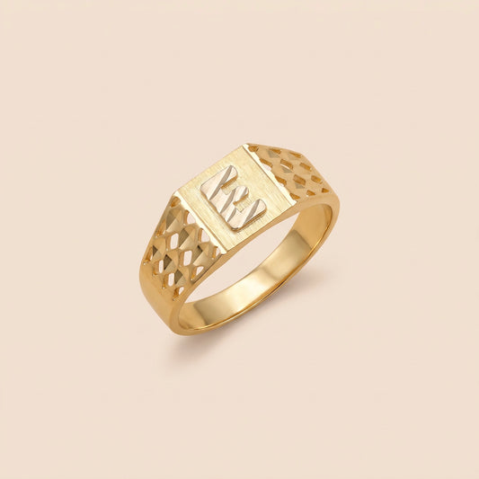 10K Gold Square Initial Ring (small)