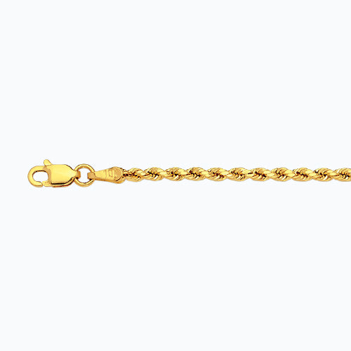 10K Gold 2mm Hollow Rope Bracelet