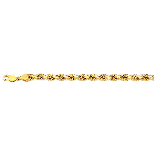 10K Gold 3mm Hollow Rope Bracelet